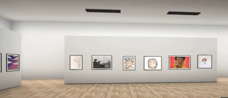 Art exhibition showcasing educational themes at Proximity Learning.
