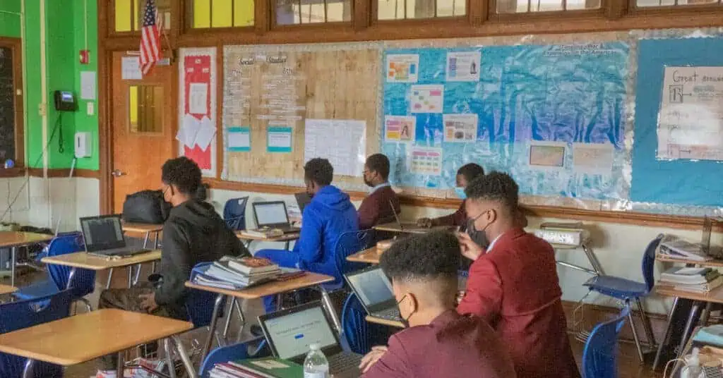 Southwest Leadership Academy students work on computers in the classroom