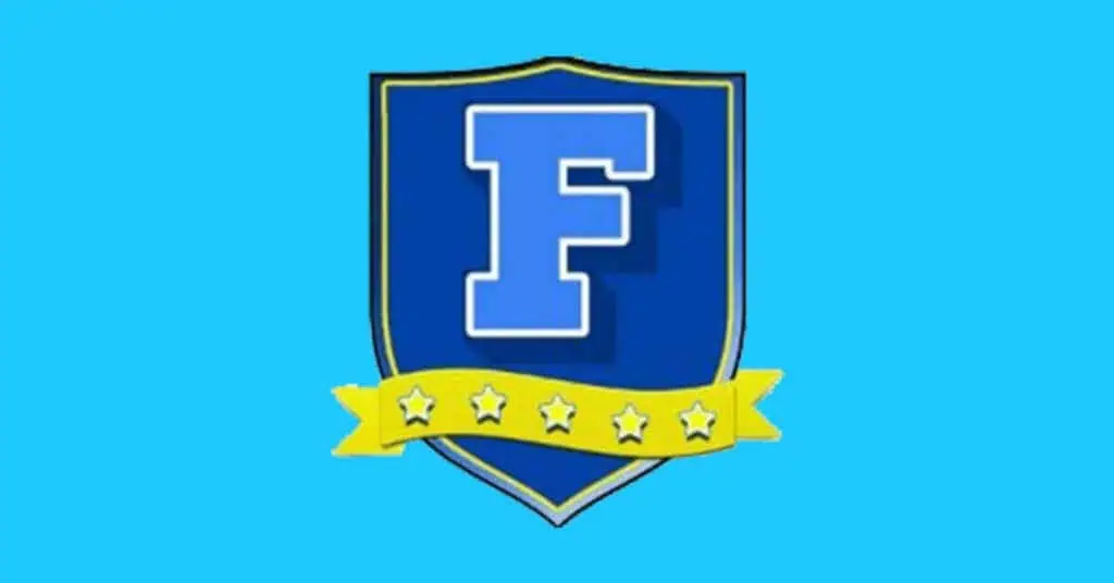 A blue F on a blue shield with five gold stars
