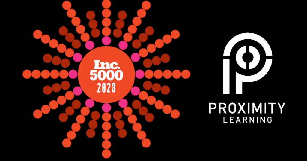 Proximity Learning Inc. 5000, 2023, recognition for innovative online education solutions.