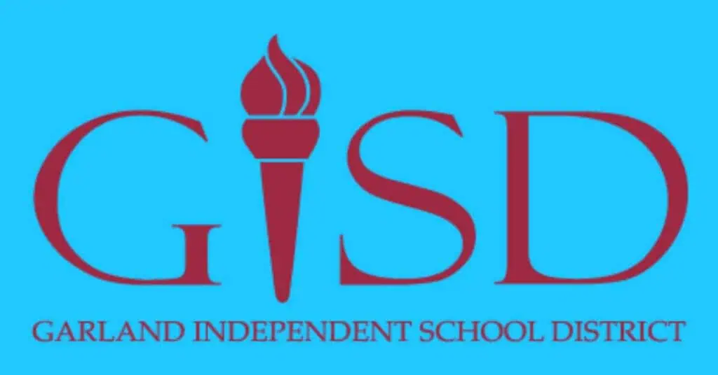 Garland Independent School District's blue and red logo partners with edtech virtual learning company.
