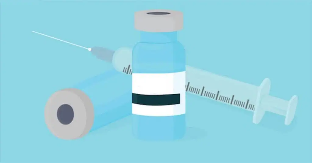 Vaccine vial and syringe illustration for medical and healthcare topics.