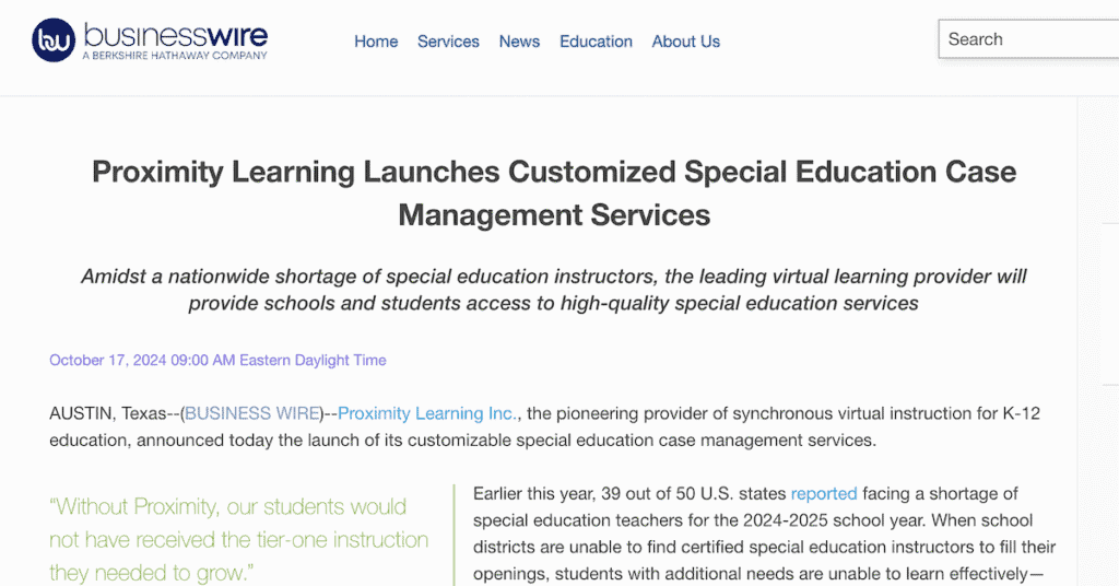Customized special education case management services for K-12 students and schools.