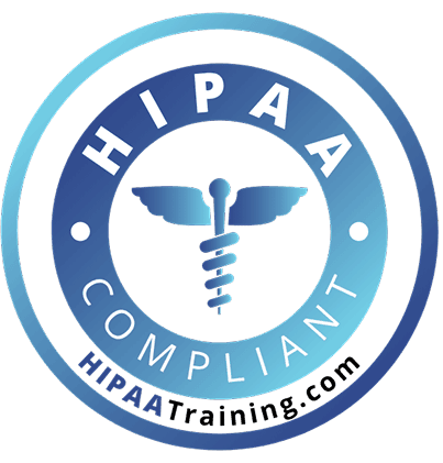 HIPAA compliant training certification badge for healthcare professionals.